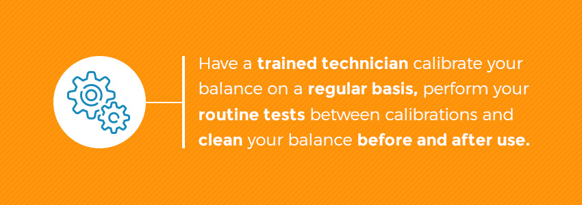 trained technicians calibrate balance regularly infographic